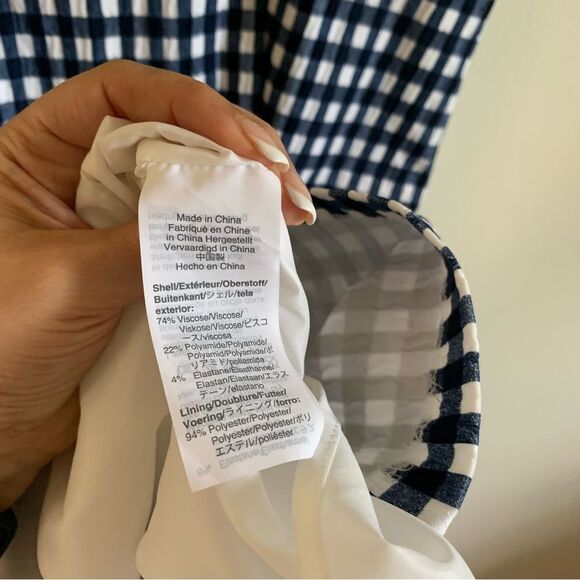 NWT J Crew Sleeveless Mini Dress in Stretch Gingham Navy Blue/White Size 6 - Picture 8 of 8